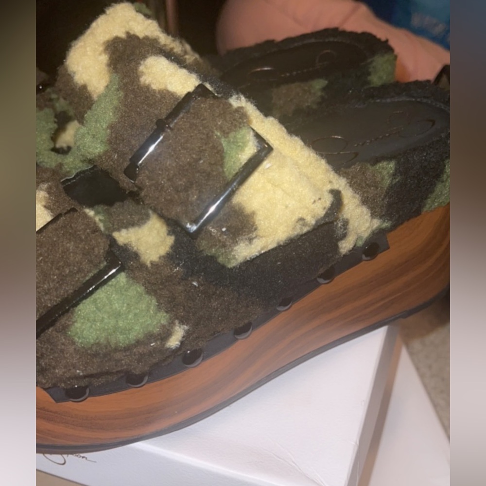 Jessica Simpson Camo Teddy Bear Wedges